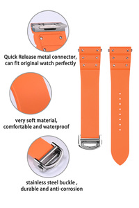 Bracelet de montre en caoutchouc FKM souple de luxe pour Cartier <span class=keywords><strong>Santos</strong></span> avec connecteur à dégagement rapide, 21 mm - Product Image 3