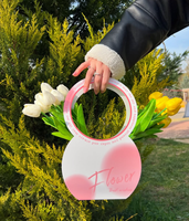 Panier à fleurs rond pliant en gros sac à main en papier recyclé pour arrangements floraux élégants sac cadeau en papier de qualité supérieure