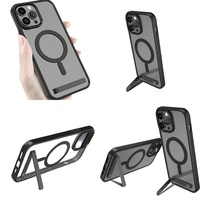 Aksesoris Ponsel Casing Penyangga Ponsel untuk iPhone 17 Pro Max Air 16 15 14 Plus 13 12 11 Casing Berdiri Penutup Magnetik dengan Penyangga