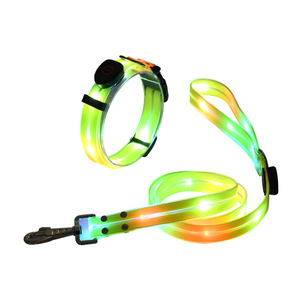 Klassieke eenvoudige rubberen LED-hondenhalsbandlamp, USB-oplaadbaar, knipperend veiligheidslicht, gloeiende halsband voor huisdieren, nachtelijk wandelen, waterdicht, solide - Product Image 2