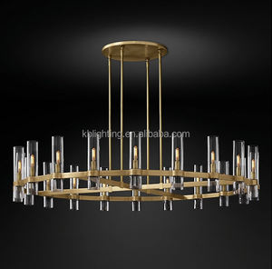 Amerikaanse Loft Retro Kandelaar Glazen Hanger Verlichting Restauratie Restaurant Licht Messing Glas Ring Kroonluchter - Product Image 1