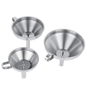 Grande 14 centímetros de aço inoxidável Funil com Septo Filtro e Leak Cone Multifuncional Prático Utensílio De Cozinha - Product Image 1
