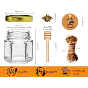 Tarro de miel recargable vacío, 25ml, 45ml, 50ml, 60ml, Mini tarro de miel de gelatina de vidrio transparente, contenedor de almacenamiento de alimentos, mermelada de dulces con tapa de Metal - Product Image 3