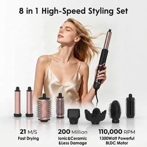 Secador y Estilizador de Cabello <span class=keywords><strong>5</strong></span> en <span class=keywords><strong>1</strong></span>, 6 en <span class=keywords><strong>1</strong></span>, 8 en <span class=keywords><strong>1</strong></span> Plegable en un Solo Paso con Motor BLDC de 1300W, 3 Velocidades, Cepillo Estilizador para Alisar y Rizar - Product Image 3