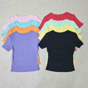 Set Dua Potong Wanita Musim Panas Warna Candy Y2K Slim Fit Atasan Lengan Pendek Celana Pendek Pinggang Tinggi Bahan Spandex Katun Kasual Pakaian Kustom - Product Image 4