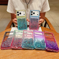 Coque de téléphone transparente antichoc de haute qualité avec paillettes dégradées 3-en-1 pour iPhone 17 Pro Max 16 Plus 15 14 13 12 11