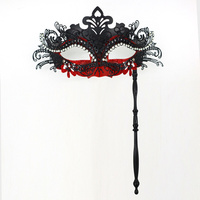 Masque Sensual Princess Silver Mask en fer forgé métallique avec dentelle ornée de diamants et pompon à six pétales
