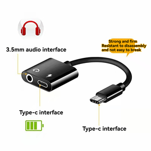 Adaptador de conector 2 en 1 de 3,5mm, tipo <span class=keywords><strong>C</strong></span>, convertidor de Audio para auriculares AUX, para teléfonos móviles, Cable divisor de WiFi óptico para el cable, 2 en 1 - Product Image 5