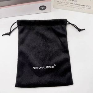 Wholesale Luxury Velvet Flannel Clothes Dust Bag Customized Black Color <b>Drawstring</b> <b>Pouch</b> With Logo Printing - Product Image 3