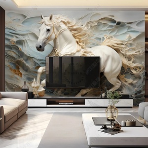 <span class=keywords><strong>Parete</strong></span> in rilievo del cavallo bianco 5d carta <span class=keywords><strong>da</strong></span> parati in seta adesivo decorazione per la casa - Product Image 1