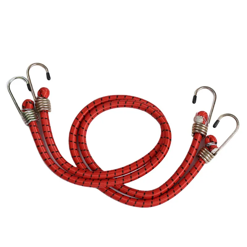 High quality elastic rubber bungee rope with carabiner hooks for car trunk motorcycles luggage moving bungee cords