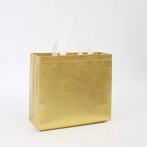 Bolso de compras de publicidad no tejido con revestimiento personalizado Bolsa de regalo de ropa chapada en oro con logotipo