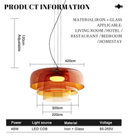Modevolle kleurrijke ijzeren glazen LED kroonluchter hanglamp voor gastenkamers, restaurants, resorts en huishoudelijke verlichting