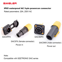 Prise femelle Powercon True1 à 3 broches, prise à verrouillage par torsion, prise carrée à 3 pôles pour montage sur panneau, compatible avec SEETRONIC SAC3FPX SAC3MPX
