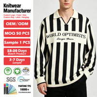Pull Polo Homme Tricoté à Rayures avec Logo Lettre Personnalisé – Haut Tricot Style Maillot de Foot