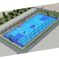 Terrain de basket-ball équipement complet avec revêtement de sol en PP terrain de pickleball football extérieur clôture avec cerceaux de basket-ball
