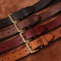 3.8CM coréen rétro Laser gravure pur cuir de vachette ceinture hommes cuir aiguille boucle tendance tout-en-un Denim ceinture