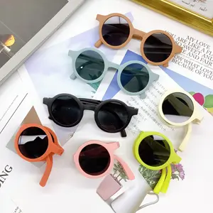 Lucky Child Accessories Bendable Flexible Folding Sun Glasses Boys Girls Baby Round Shades Foldable Kids Sunglasses
