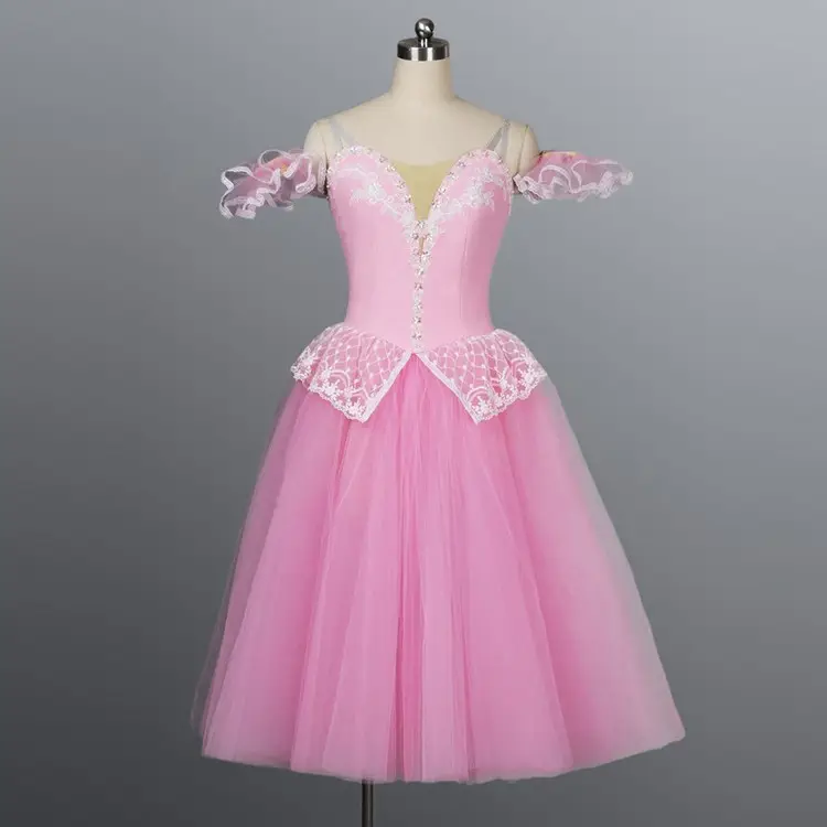 Professional Women Girls Performance Wear Pink Long Romantic Ballet Tutu