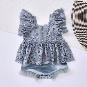 फीता तितली आस्तीन लड़की बॉडी सूट मेष बेबी बेबी राजकुमारी रोमन थोक नारंगी ग्रीष्मकालीन रोमांस - Product Image 3