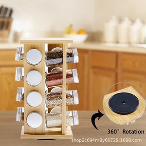 Estante giratorio vertical de bambú de 4 niveles para especias y hierbas de cocina. - Product Image 3