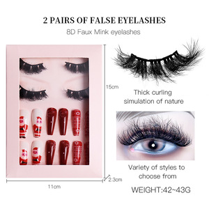 Hotsale presse sur <span class=keywords><strong>ongles</strong></span> et <span class=keywords><strong>cils</strong></span> ensembles thème de Noël couleur <span class=keywords><strong>faux</strong></span> <span class=keywords><strong>cils</strong></span> presse sur les <span class=keywords><strong>ongles</strong></span> pour les outils de maquillage - Product Image 3