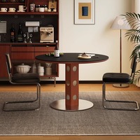 Table à manger ronde de luxe ModHomi avec plateau en bois et base tournante, structure en bois massif, design élégant pour hôtel et villa