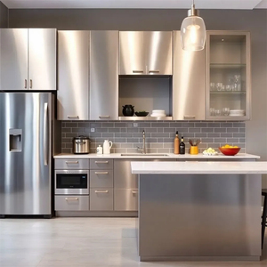 Offre spéciale Armoire de <span class=keywords><strong>cuisine</strong></span> en acier inoxydable anti-moisissure Double rangée Armoire Zone de cuisson Mobilier moderne durable et robuste - Product Image 1