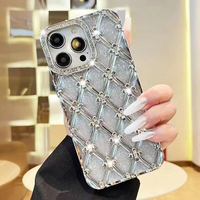 Nouvelle Coque de Téléphone Anti-chute en TPU avec Design Dégradé, Fleur Électroplaquée et Diamants Scintillants pour iPhone 17 Air, 17 Pro Max, 16, 15