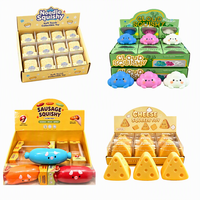 Jouet sensoriel anti-stress en TPR en forme de triangle fourré au fromage, jouet à presser souple, vente en gros, OEM, boîte cadeau, en vrac