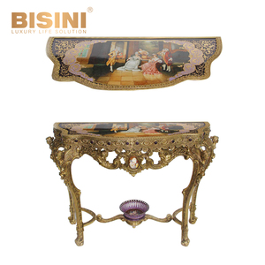 Glamour Style Baroque Français Palais Courtois Vie Peinture À <span class=keywords><strong>L</strong></span>'huile Porcelaine Décorative avec Table Basse Rectangulaire En Cuivre - Product Image 3