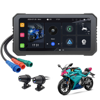 Pantalla Impermeable para Motocicleta con Soporte para CarPlay Inalámbrico, Android Auto, Grabadora de Doble Cámara, TPMS y Grabación en Bucle para Motociclistas