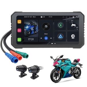 Pantalla Impermeable para Motocicleta con Soporte para CarPlay Inalámbrico, Android Auto, Grabadora de Doble Cámara, TPMS y Grabación en Bucle para Motociclistas - Product Image 2