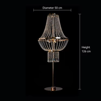 Lampe de sol en métal doré et cristal pour mariage, fête, événements, décoration de table, centre de table de mariage