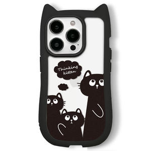 Funda para teléfono móvil con forma de oreja de gato con diseño de gatito pensante para iPhone 15promax/14/12 funda transparente para teléfono - Product Image 5