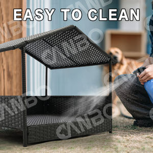 CanboPet Criado Mimbre Casa de perro grande al aire libre con dosel Refrigeración Ratán Cama para mascotas resistente al agua - Product Image 6