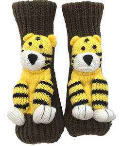 Chaussettes pantoufles antidérapantes pour femmes, filles, femmes, dames, faites à la main, tricotées en 3D, motif animal de dessin animé, ours, tigre, pour l'intérieur, le salon, la maison - Product Image 4