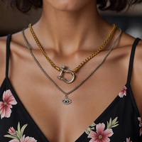 YF3383 Bijoux Étanche et Inoxydable Collier Ras-du-Cou en Chaîne Corde Acier Inoxydable Plaqué Or 18K Collier Fer à Cheval Bicolore