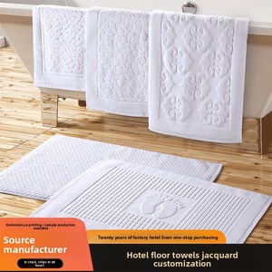 Tapis de sol en coton pur absorbant et épaissi 50x80cm, avec support en fibre de polyester antidérapant, tissé jacquard coloré, impression de logo, pour hôtel - Product Image 4