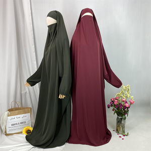 6493# Dezenter Khimar Hidschab Abaya Einfarbig Einteiliger Dschilbab Gebets-Abayas für Islamische Muslimische Frauen 10 Farben - Product Image 3