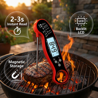 Thermomètre à viande pour barbecue à lecture instantanée, thermomètre alimentaire numérique pour la cuisson, thermomètre de cuisine étanche pour fumoir et grill, rouge