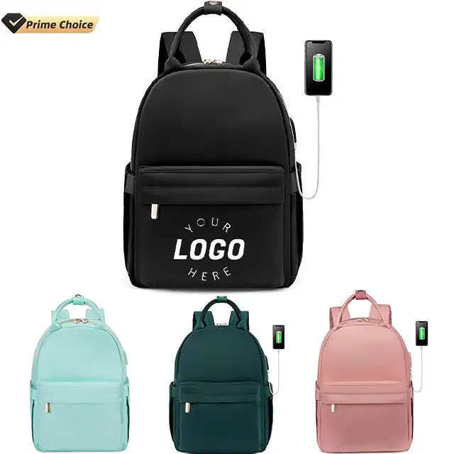 BSCI özel Mini sırt çantası çanta kadınlar için USB şarj portu ile küçük sırt çantası, iş seyahat için sevimli moda sırt çantası günlük