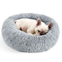 Lit pour animaux de compagnie en forme de donut, apaisant et mignon, pour chiots et chatons, utilisation estivale, fond antidérapant protecteur, lavable, en coton moelleux, pour petits/moyens animaux