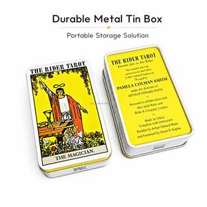Custom <strong>Tarot</strong> <strong>Cards</strong> with Gold Gilded Edges Professional 350gsm Linen Rider Waite <strong>Tarot</strong> in Tin Box OEM Wholesale - Product Image 1