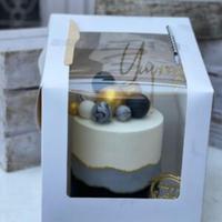 Boîte à gâteau rigide Yuyang avec fenêtre transparente, logo en feuille d'or, emballage cadeau haut de gamme, boîte en carton rectangulaire avec doublure en plastique