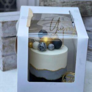 Yuyang Rigid Cake Box With Clear <b>Window</b> Gold Foil Logo High-End Gift Packaging Rectangle Paperboard Box <b>Plastic</b> Liner - Product Image 1