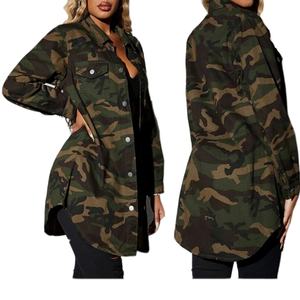 แจ็คเก็ตยีนส์ลายพรางแฟชั่นปี 2024 แจ็คเก็ตยาวสำหรับผู้หญิง แจ็คเก็ตโอเวอร์ไซส์สำหรับสุภาพสตรี - Product Image 3