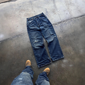 Customized Vintage Acid Washed Jeans Streetwear Ripped Regular Pocket Original Pants and Denim Jeans for Men and Women - Product Image 3