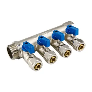 <span class=keywords><strong>HELERO</strong></span>-colector de agua para calefacción de suelo, válvula de latón de 4 vías, 100-8034 CW617N, 3/4 pulgadas - Product Image 1