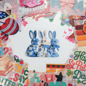 Designs Mardi Gras Easter Floral Wedding Dream Chenille Dtf Transfers <b>Cat</b> Rabbit Bear Cartoon Dtf Transfer For T-Shirt For Kids - Product Image 2